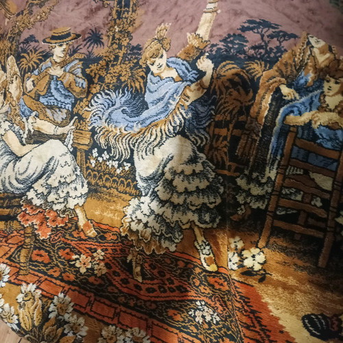 Vintage wall rug with Spanish dance theme, like new, 1960s