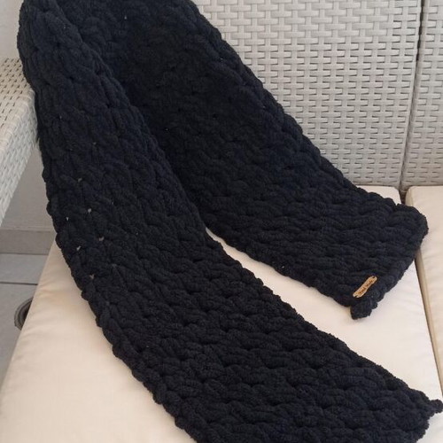 Handmade Alize Puffy Scarf hypoallergenic, black, made to order