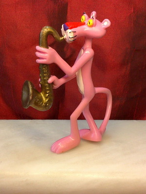 Pink Panther with Saxophone figure like new, 10cm