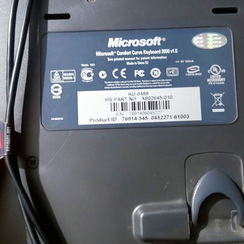 Microsoft computer keyboard used with two missing keys