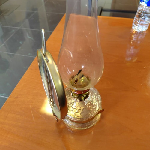 Vintage oil lamp with mirror reflector like new