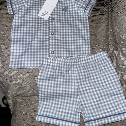 Fred & Flo Baby Pajama Set New with Tags, 2 Pieces, Blue Gingham