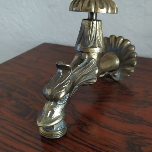 Brass garden faucet like new with decorative design