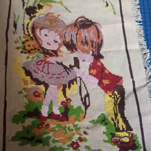 Vintage embroidery textile art