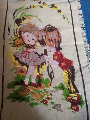 Vintage embroidery textile art