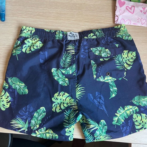 Swim shorts with pattern in very good condition, blue, for boys 13-14 years