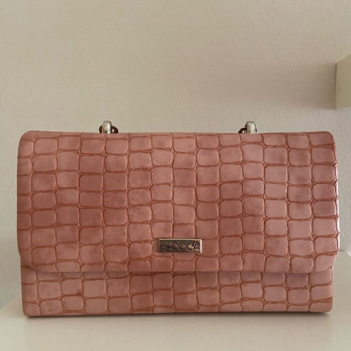 Doca women's clutch bag, salmon with silver details