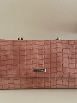 Doca women's clutch bag new, salmon color with silver details