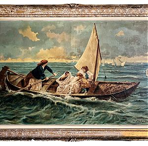 Ποιοτικό αντίγραφο αρχών 20ού αιώνα του πίνακα "La Traversata della Laguna" (Διασχίζοντας την Λιμνοθάλασσα) / 1885