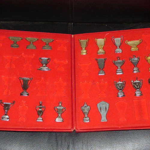 Case with the collection of 38 Olympiakos championships used