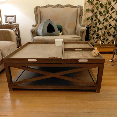 Coffee table 1.10 x 1.10 m, solid wood with removable parts