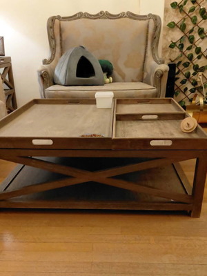 Coffee table 1.10 x 1.10 m, solid wood with removable parts