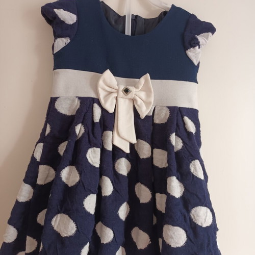 Baby dress 3 years old new, white and blue with zipper and lining