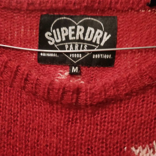 Superdry wool Christmas sweater used, red, size M