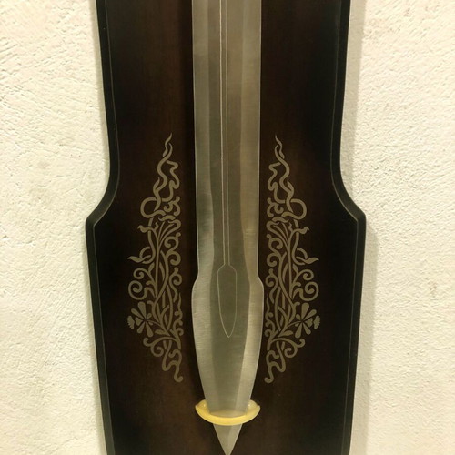 Decorative sword used on wooden wall mount with stainless steel blade