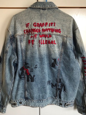 Τζιν τζάκετ Guess X Brandalised by Banksy Large ολοκαίνουργιο