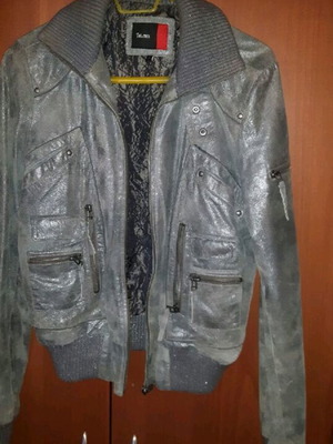 Toi & Moi women's jacket used, gray, genuine leather, sizes M-L
