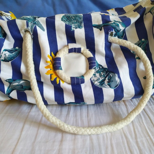 Beach bag in cylinder shape new, navy style