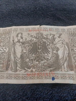 Historical 1000 Mark banknote Germany 1910 used