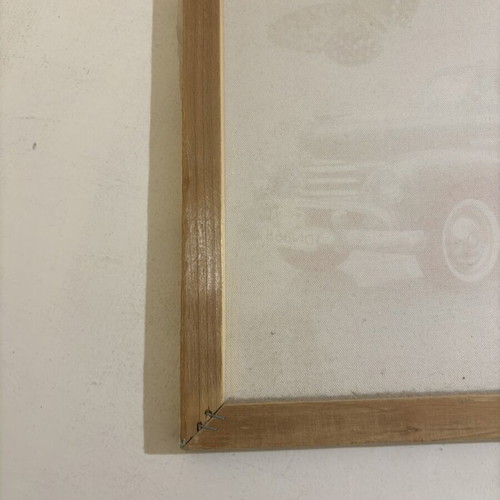 Vintage framed art with wooden frame, like new, square shape