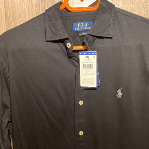 Polo Ralph Lauren black slim fit long sleeve shirt new, medium