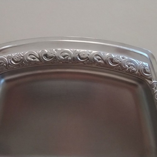 Metal serving platters used, set of three with compartments, 38x22cm