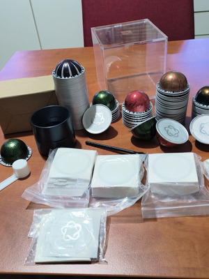 Vertuo Nespresso refillable capsule accessory new with base and stickers