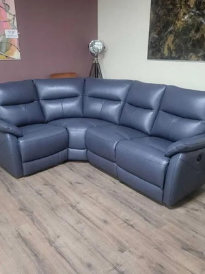 Blue leather corner sofa Albion with electric relaxing mechanism new