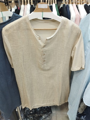 Men's Linen Shirt Beige With Buttons New