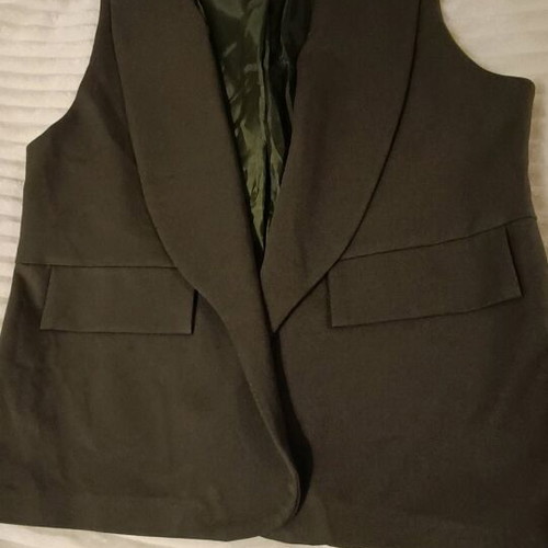 Khaki vest like new with satin lining, size S
