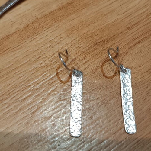 Neck Bar Set with Silver Earrings Handmade, Minimal Design