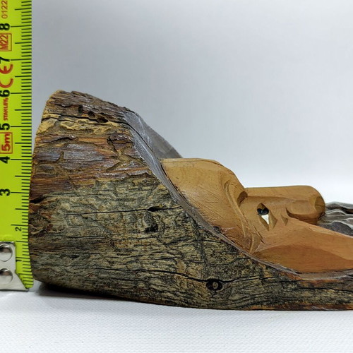 Wood Spirit Figurine with Pipe vintage hand-carved, like new