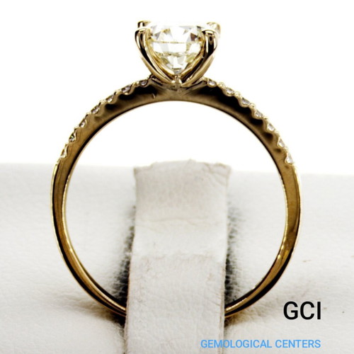 Diamond ring with light yellow 1.15 ct natural diamond, new