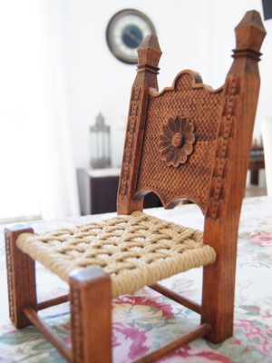 Wooden handmade miniature stool new, Skyrian traditional art