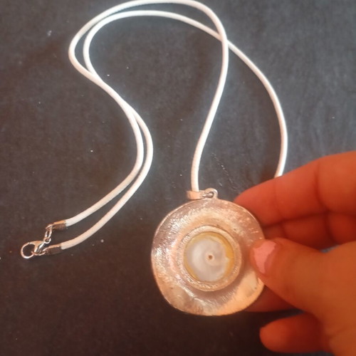 Necklace with large pendant used, pearl and crystal design