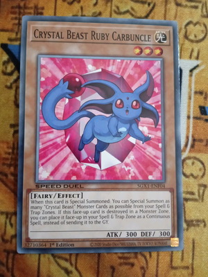 Crystal Beast Ruby Carbuncle κάρτα Yu-Gi-Oh! μεταχειρισμένη, Speed Duel