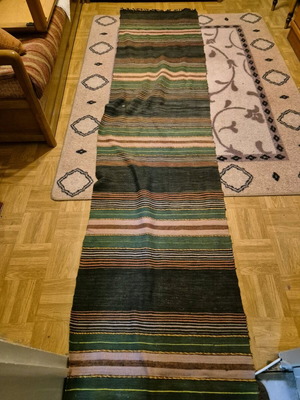Kilim runner rugs like new, set of 2, striped multicolor