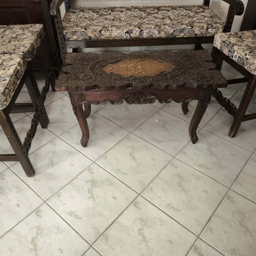 Σετ σαλονιού αντίκα βυζαντινό σκαλιστό, χειροποίητο, σαν καινούργιο, 5 τεμάχια