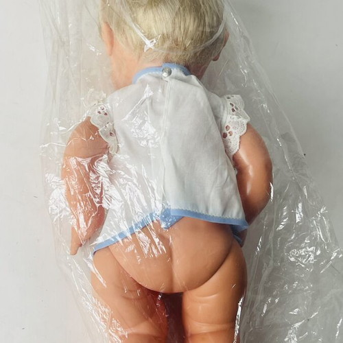 Vintage Baby Doll Blonde With White Dress In Plastic Bag