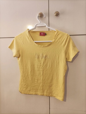 Lee Cooper yellow stretchy cotton T-shirt, size M