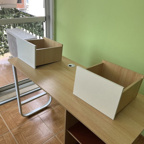 Wooden room desk used with minor wear