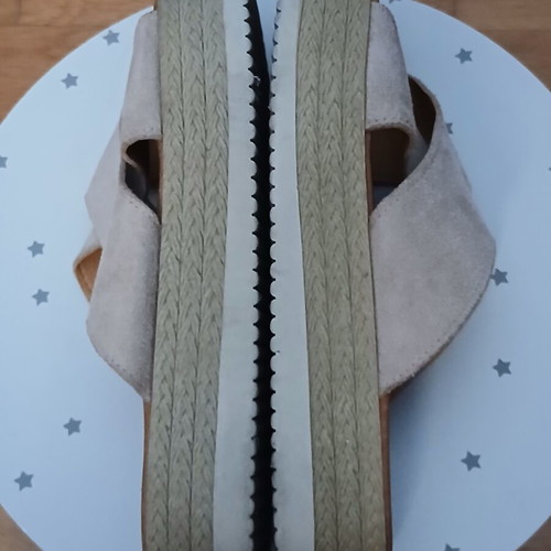 Beige suede women's cross flatform sandals size 40 used