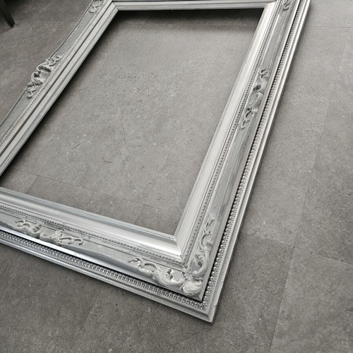 Large silver wooden decorative frame 90×70 cm
