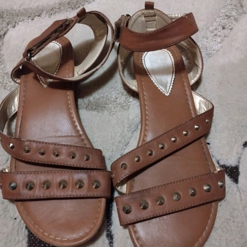 Boho-Chic sandals used with studs and ankle strap brown