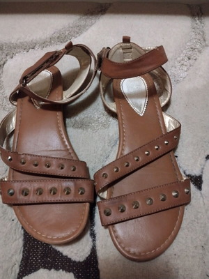 Boho-Chic sandals used with studs and ankle strap brown