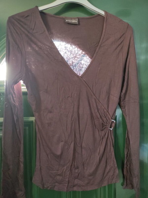 Brown wrap blouse new, size XL