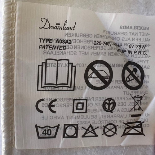 Dreamland electric double underblanket like new