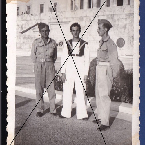 Friendship souvenir used, portrait of soldiers-sailor, Hellenic Navy
