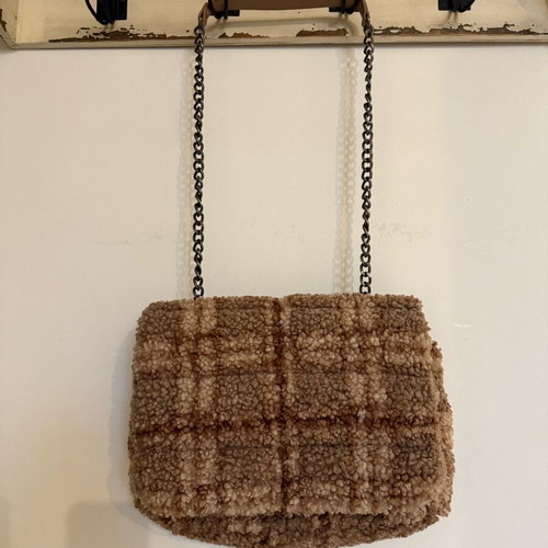 Zara shoulder bag made of synthetic fur like new, beige brown