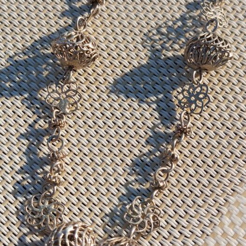 Collectible antique tambourine jewelry handmade silver from Philippines